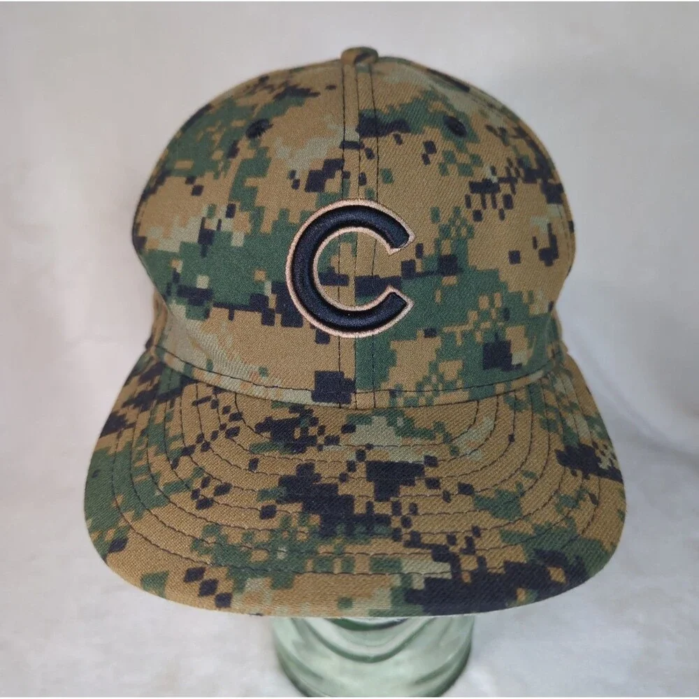 New Era Chicago Cubs Hat Sz 7 1/8 Digital Camouflage 59Fifty On-Field USA Made